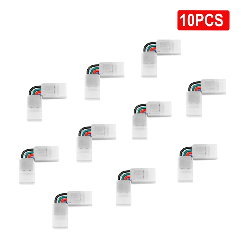 Conector para tira de LED 4 Pin 10mm ángulo ajustable para conector de tira de 3528/5050 SMD RGB LED luces de 90 grados de la esquina