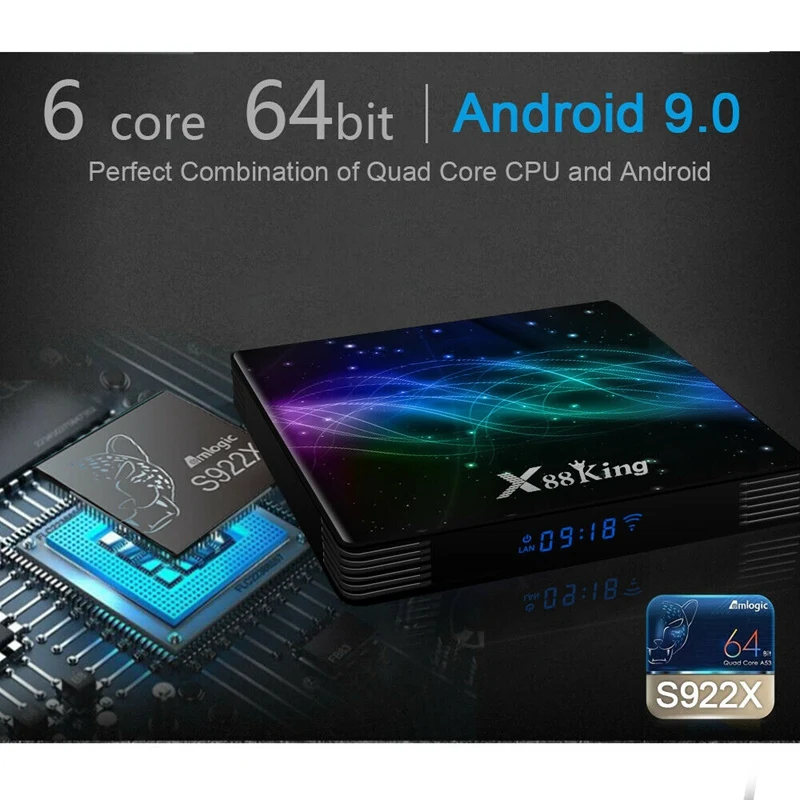 X88 King Android 9,0 4G/128G ТВ приставка S922X шестиядерный 4K HD 1080P H.265 приставка 2,4G/5G двойной Wifi Bluetooth 5,0 Smart BOX US P