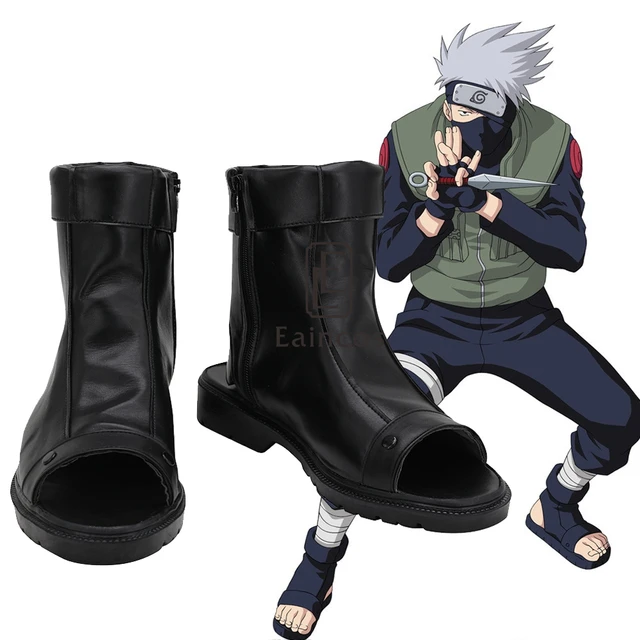  Anime Naruto Hatake Kakashi Cosplay fiesta zapatos negro Peep Toe botas tamaño personalizado