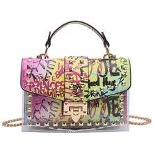 

2021 new fashion trend multicolor chain single shoulder messenger transparent snake pattern all-match mother and daughter bag