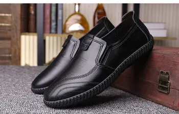 

Men's shoes leather shoes men's soft leather PU Korean version of the wild England men's shoes lazy casual breathable shoes