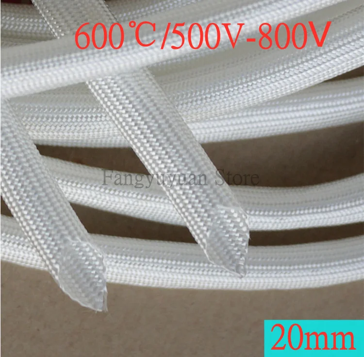

Dia 20mm Fiberglass Tube HTG Cable Sleeve Soft Chemical Fiber Glass Wire Wrap Protector Insulation High Temperature Pipe 600Deg