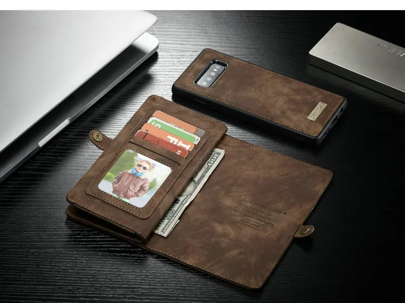 Чехол мне бумажник с застежкой-молнией чехол для телефона для samsung Galaxy Note 10 Мульти-Функция Съемная карта чехол s для Galaxy S8 S9+ Note 8 9 S10 e