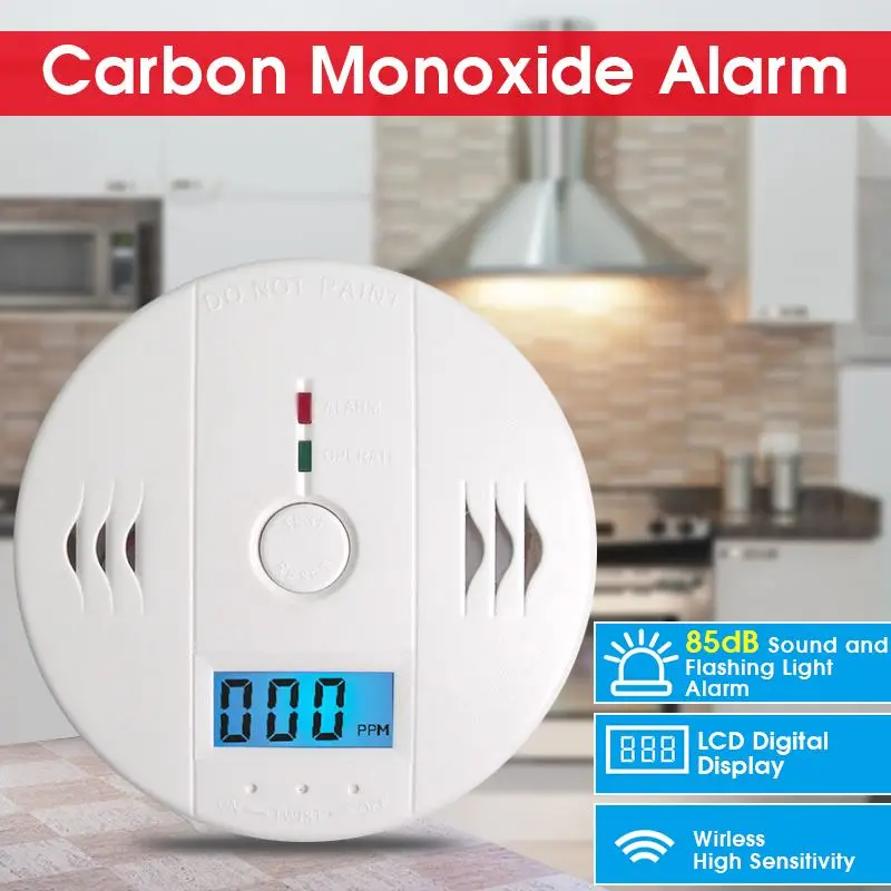 

Wireless Smoke Detector Sensor Smoke Alarm Carbon Monoxide Alarm CO Detector for Home Gas Leakage Tester with LCD Indicator