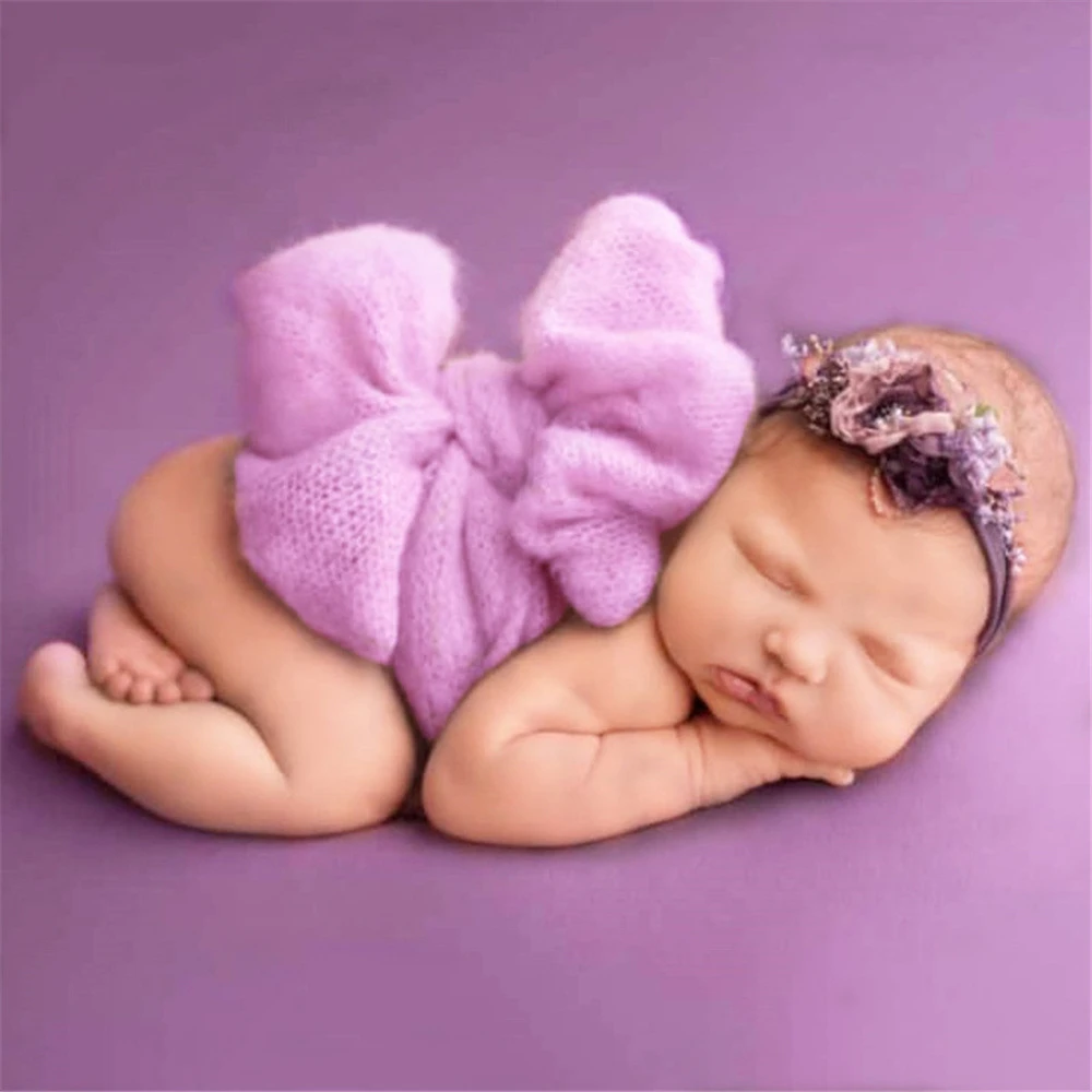 newborn family photography Baby Newborn Photography Props Blanket Wrap Wool Knitted Bow Baby Headband Shoot Studio Accessories best Baby Souvenirs