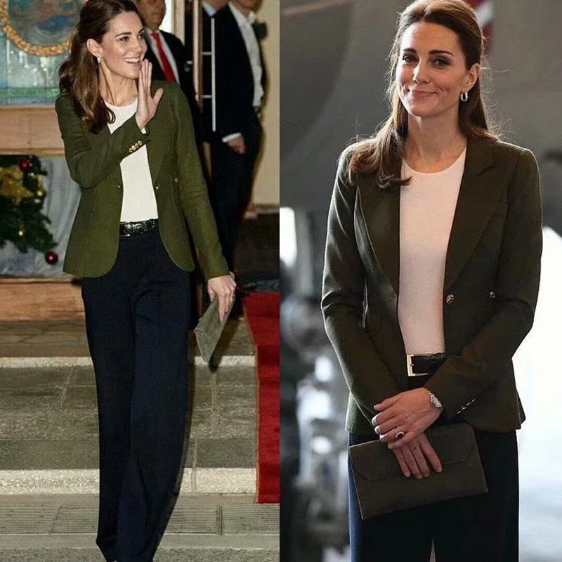 Kate Middleton Модные топы высокого качества Весна Осень Новые женские модные вечерние повседневные винтажные элегантные шикарные пиджаки