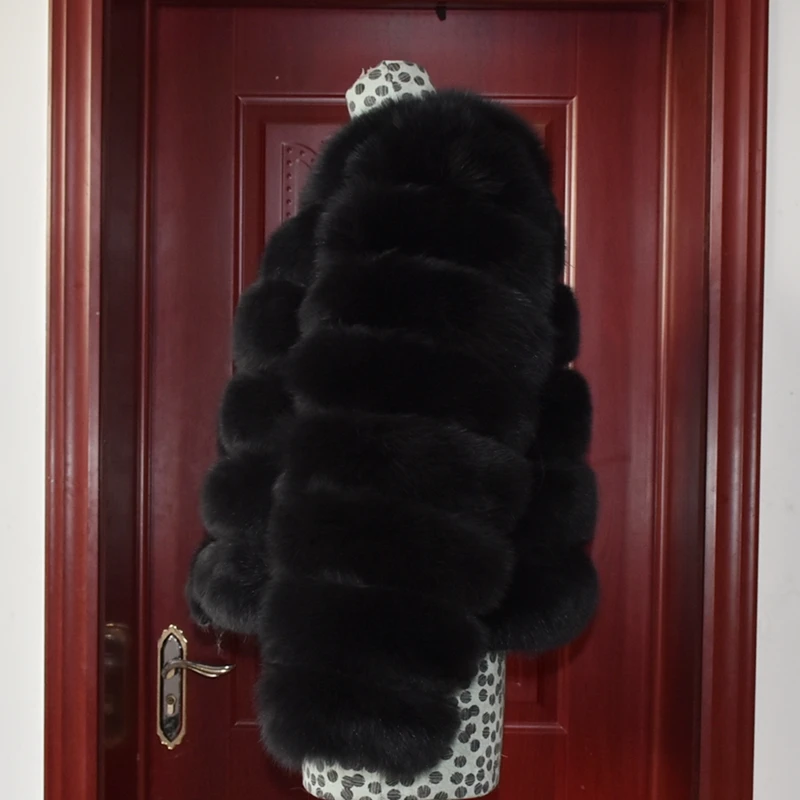 Новинка, 50 см, натуральный Лисий мех, пальто для женщин, Зимний натуральный мех, жилет, куртка, модная тонкая верхняя одежда, натуральный Лисий мех, жилет, пальто, лиса