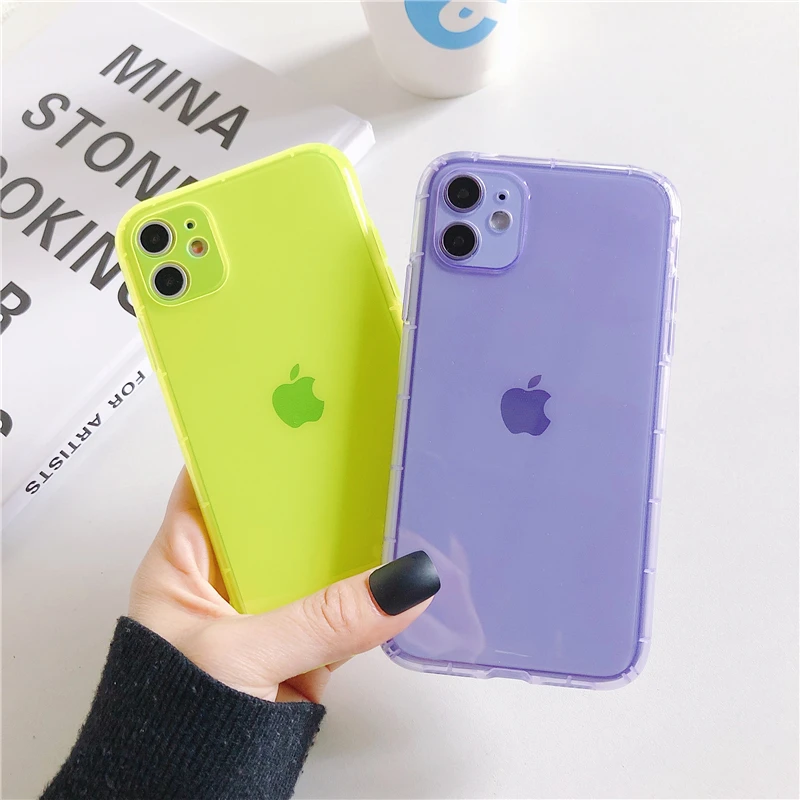 Флуоресцентный неоновый противоударный чехол для телефона iPhone 11 Pro Max XR X XS 7 8 Plus SE