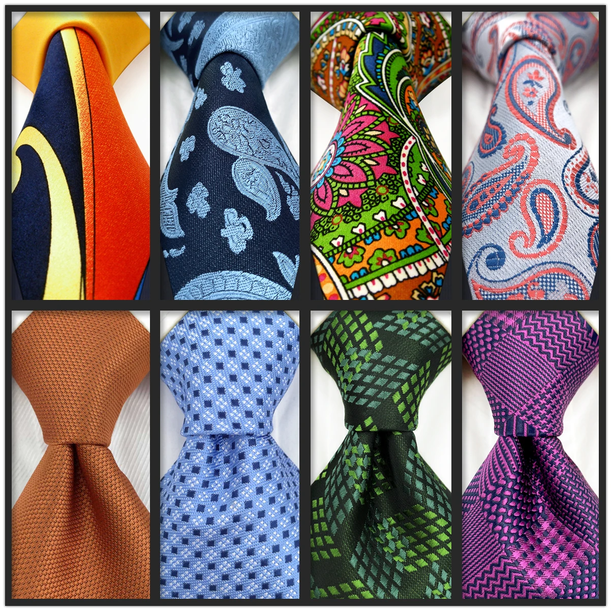 Colorful-Dot-Floral-Necktie-Silk-Paisley-63-160cm-Fashion-Extra-Long ...