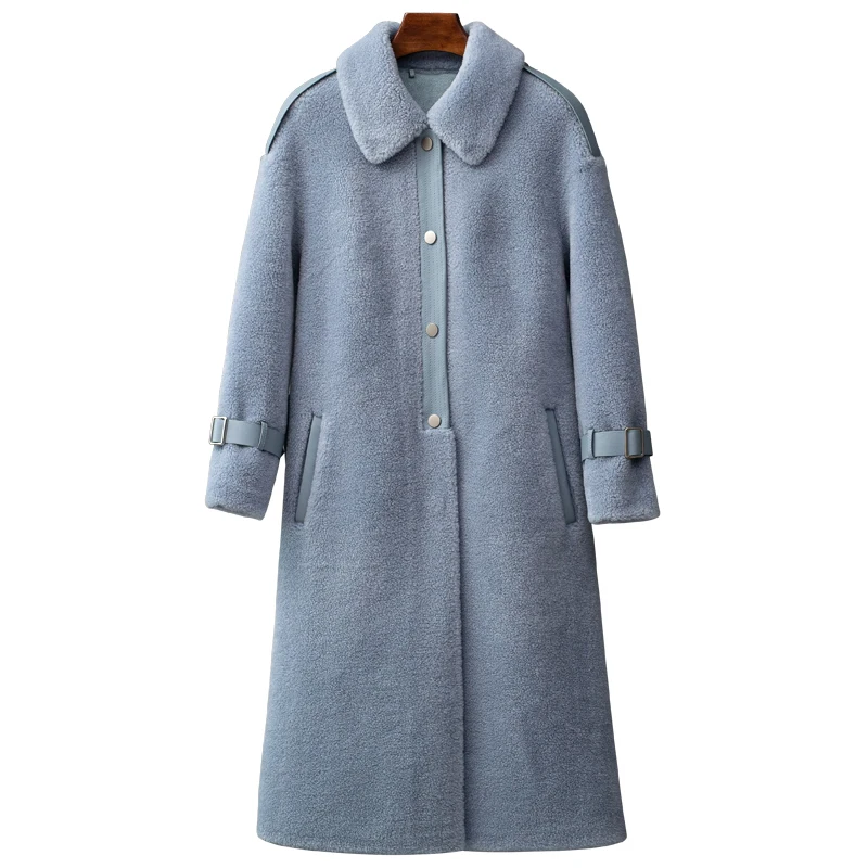 

Real Fur Coat Female 100% Wool Jacket Autumn Winter Coat Women Clothes 2020 Sheep Shearling Long Tops Suede Lining ZT4411