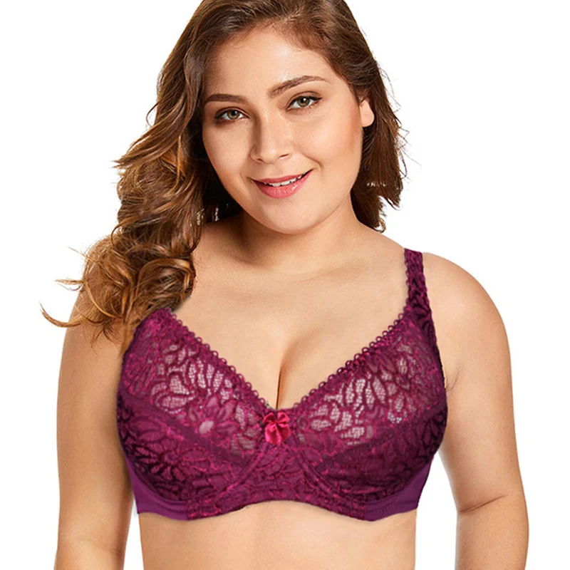 

Sexy Lingerie Womens Bras Underwire Unpadded Bralette Deep V-shaped Lace Sheer Bra Size 70-100 Cup B C D E F Cup