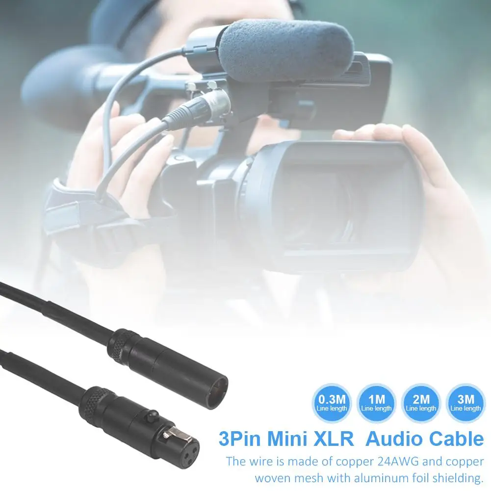 

3pin MINI XLR Male To Female Audio Cable SA105 For Various Cameras Photography Equipment Microphone Chrome-plated XLR Cable 3pin