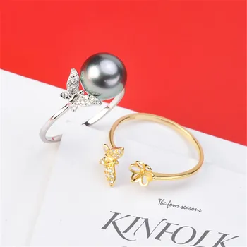 

Pearl Ring Settings 925 Sterling Silver Holder Adjustable Ring Settings Base Accessories DIY Ring Jewelry Making Free Shipping