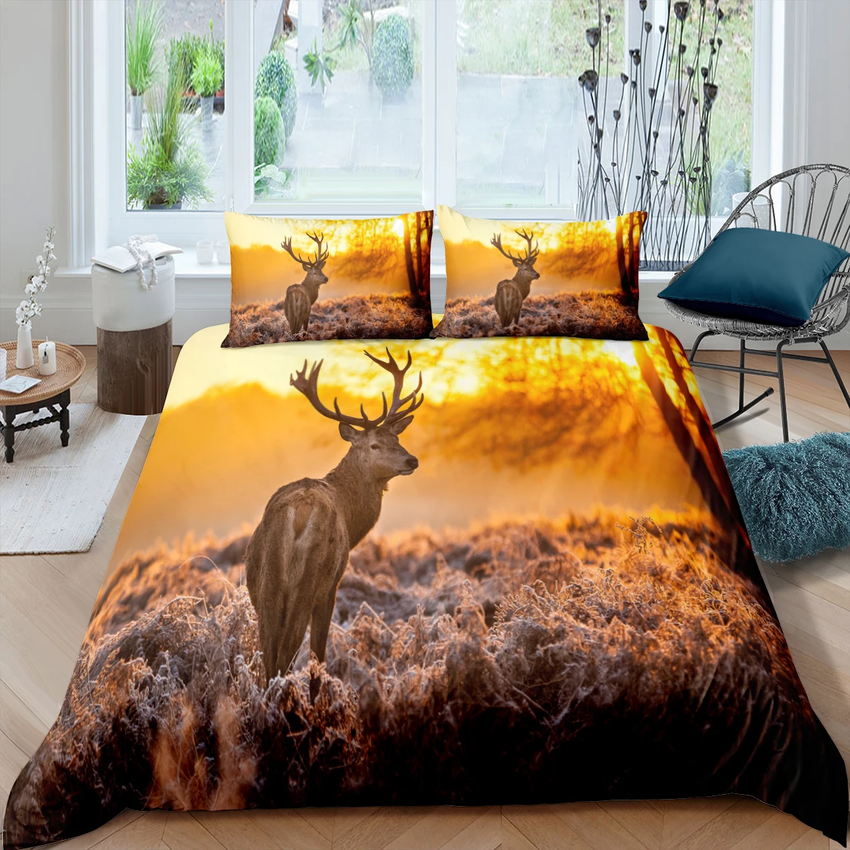 Home Living Luxury 3D Stag Bedding Set Duvet Cover Set Pillowcase Kids Bedding Set Queen and King EU/US/AU/UK Size 
