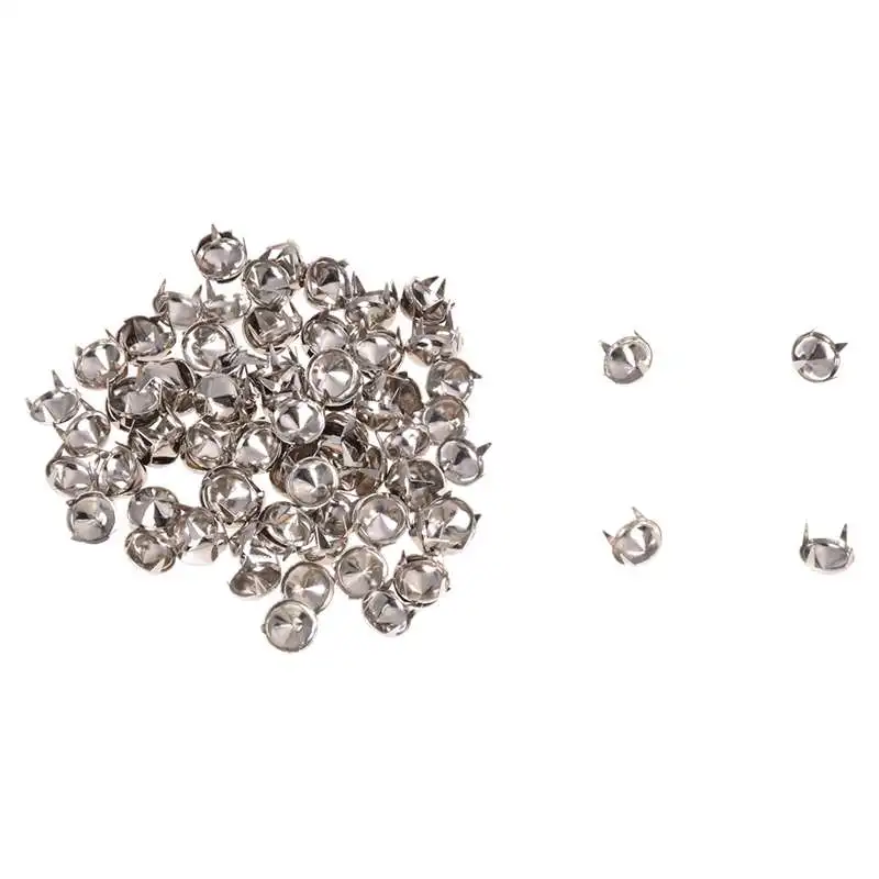 

100 Silver Copper Round Cone Rivet Spike Studs Spots DIY Rock Punk 8mm
