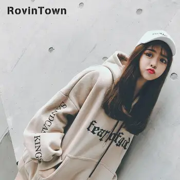 

Spring Autumn Korean Style Gray Women Black Loose Fit Hoodie Printed Letter Versatile Long Sleeved Sweatshirt Free Shipping 2020