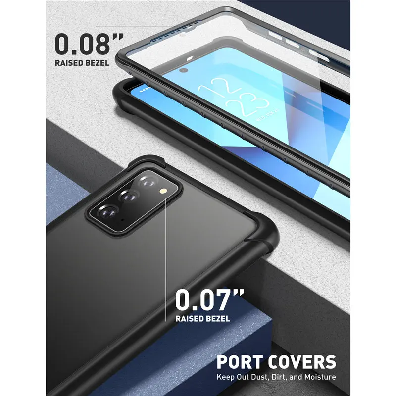 Funda de cuerpo completo para Samsung Galaxy Note 20, Protector de pantalla incorporado, Compatible con identificación de huellas dactilares, 6,7 pulgadas (2020)