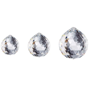 

30/40/50Mm Faceted Crystal Ball Chandelier Prisms Ceiling Lamp Lighting Hanging Drop Pendants Wedding Decoration 3Pcs (Clear-Set