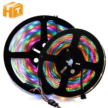 

New Arrivals WS2812B LED Strip DC5V Chip Angle 45 Degree Full Colour RGB Changeable Smart Pixel Control LED Strip 5m/lot.