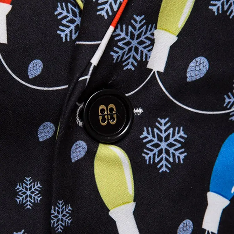 Adisputent Autumn Men Long Sleeve Christmas Tops Terno Masculino Snow Print Blazer Slim Party Single Breasted Suit Jacket