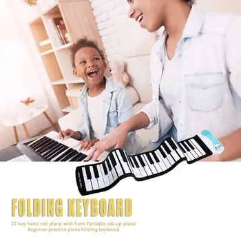 

37 Keys Flexible Roll Up Piano Portable Silicone Electronic Soft without Battery Portable Rolled Musical Instrument Keyboard