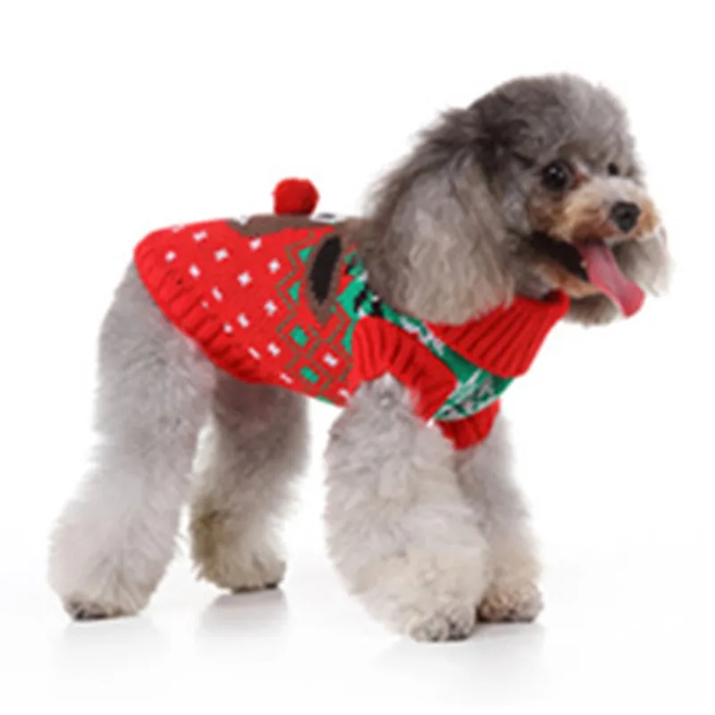 Imixlot Winter Pet Sweaters Cartoon Elk Skull Pattern Sweater Knitwear Pet Dog Warm Coat Pet Costume