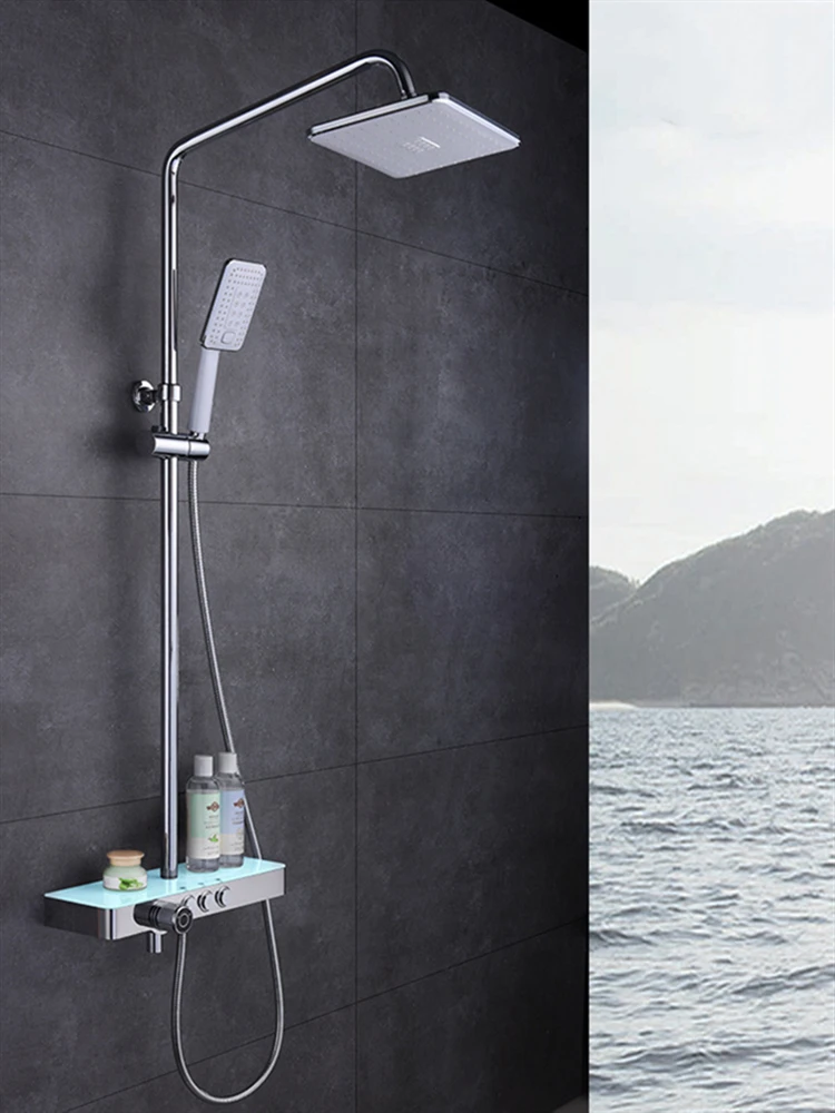 

Высококачественный смеситель для ванной Душевой комплект медный смеситель для душа набор для душа система для душа для дома гостиницы Большая насадка для хранения места