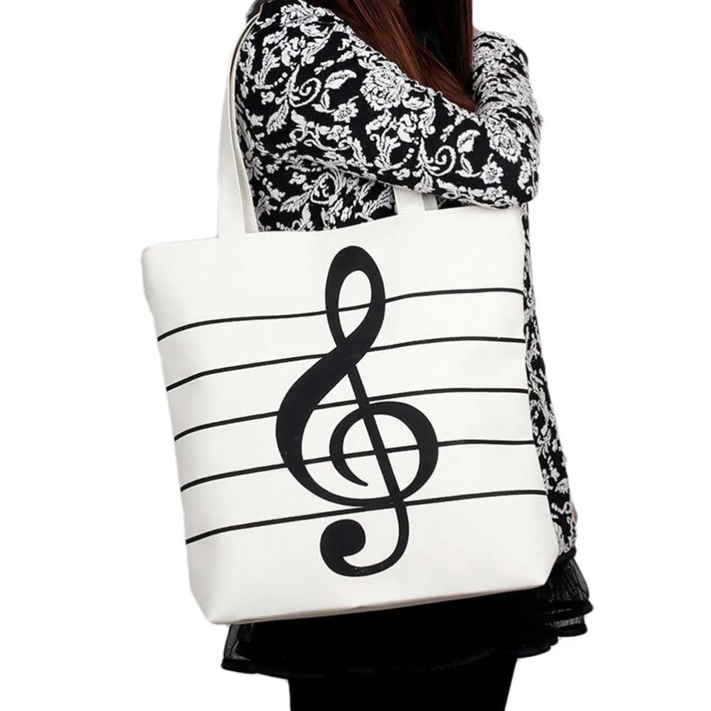 Модная женская Повседневная Холщовая Сумка с музыкальными нотами школьная сумка