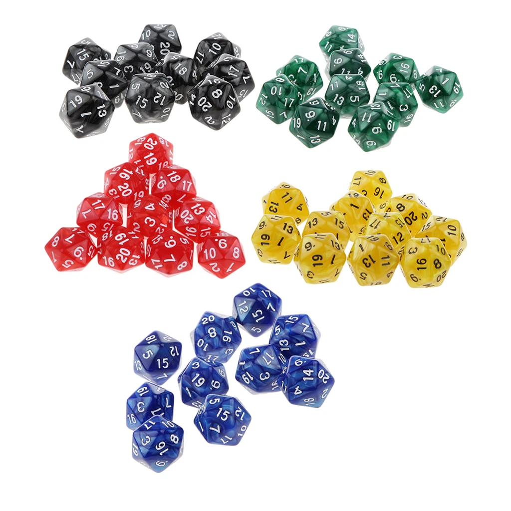50 Pieces Dice Set D20 Playing D&D RPG Party Drinking Club Board Game Accessories