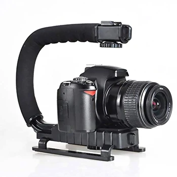 

SUNNYLIFE C-Shaped Handheld Camera Flash Microphone Stabilizer Holder Grip Handle with Phone Support Hot Shoe Buckle Adapter
