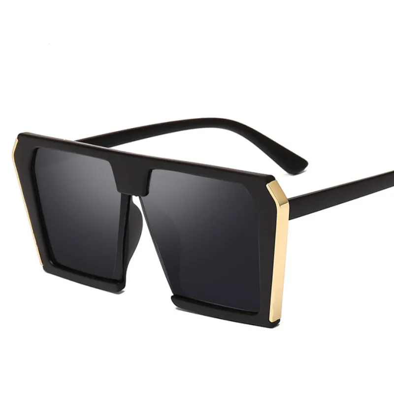 Винтажные большие квадратные солнцезащитные очки для женщин, роскошные Брендовые очки для вождения больших размеров, солнцезащитные очки для женщин, женские солнцезащитные очки UV400 - Название цвета: Black