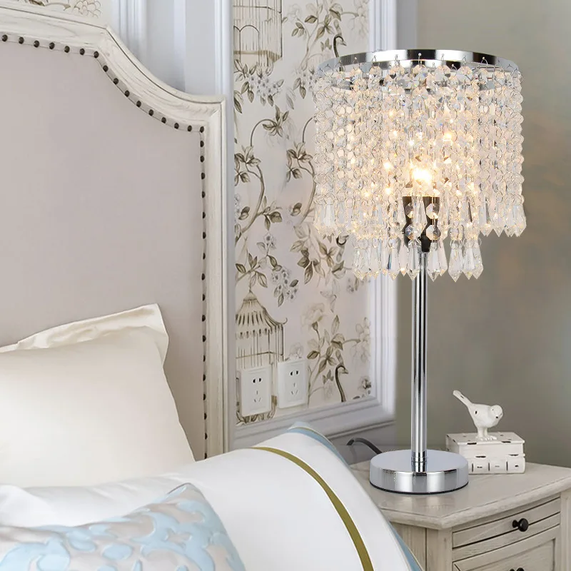 

border modern simple bedroom bedside crystal decorative table lamp personality romantic wedding room crystal table lamp