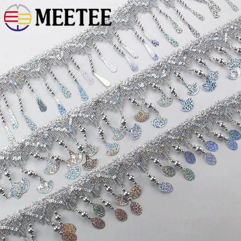 Meetee 2 метра золотые серебряные кисточки тесьма подвесные блестки кружевная