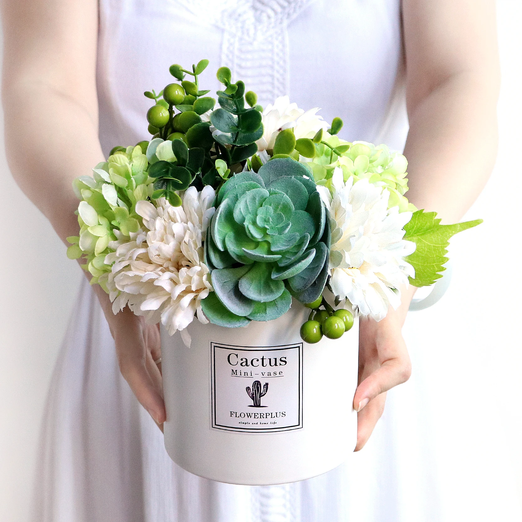 

Modern Ceramic Vase+Artificial Flower Figurines Home Furnishing Decoration Crafts Desk Fake Flower Pot Ornaments Wedding Gifts
