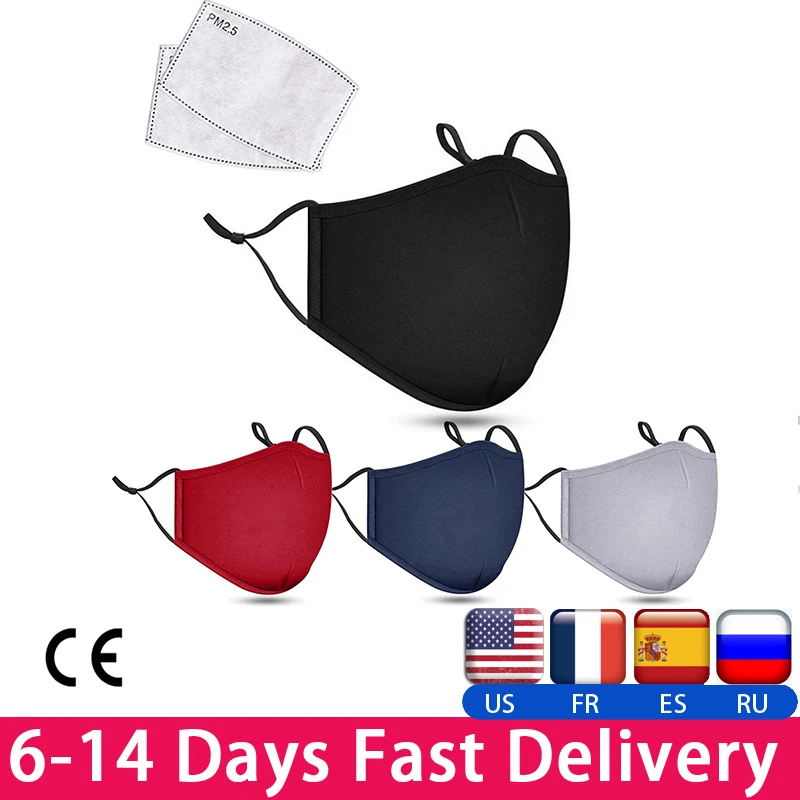 

Washable Face Mask With 2pcs Filter Activated Carbon PM 2.5 Mask Filter Protective Mask Respirator Mask Masks