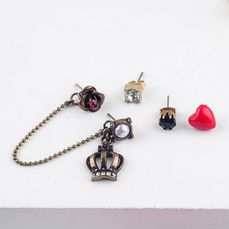 4 шт./комплект, Винтажные серьги в виде короны золотого цвета с кристаллами в стиле бохо, ювелирные изделия для женщин, модные ювелирные изделия, новинка