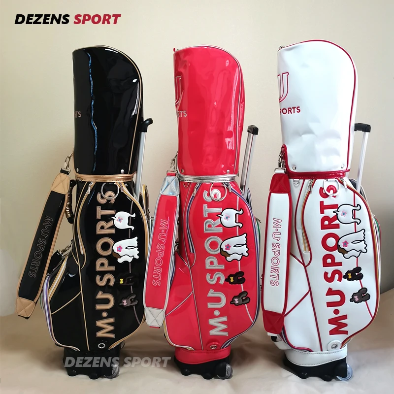 Mu Golf Bag Women's Pu Waterproof Golf Bag Club Bag Roller Rod Standard