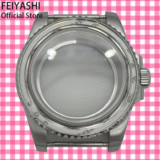 40mm Stainless Steel Men's Watches Case Submariner Sapphire Glass Parts Fit nh35 nh36 miyota 8215 eta 2824 Movement 28.5mm Dial Glass bottom cover 1