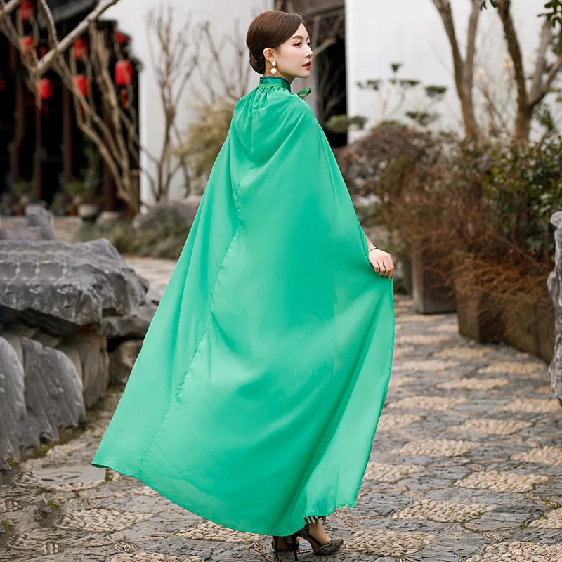 Novelty Clothes New Women Qipao With Cloak High Fork Retro