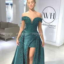 Длинные вечерние платья Асимметричные с коротким рукавом сексуальные с v-образным вырезом жемчужины Новое поступление женские вечерние платья изумрудно-зеленые
