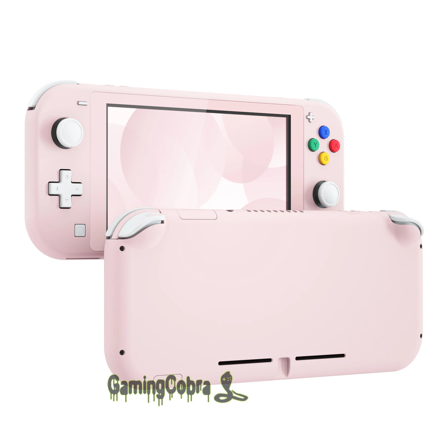 Soft Touch Sakura Pink DIY Replacement Shell Housing Case Cover with Screen Protector for NS Switch Lite