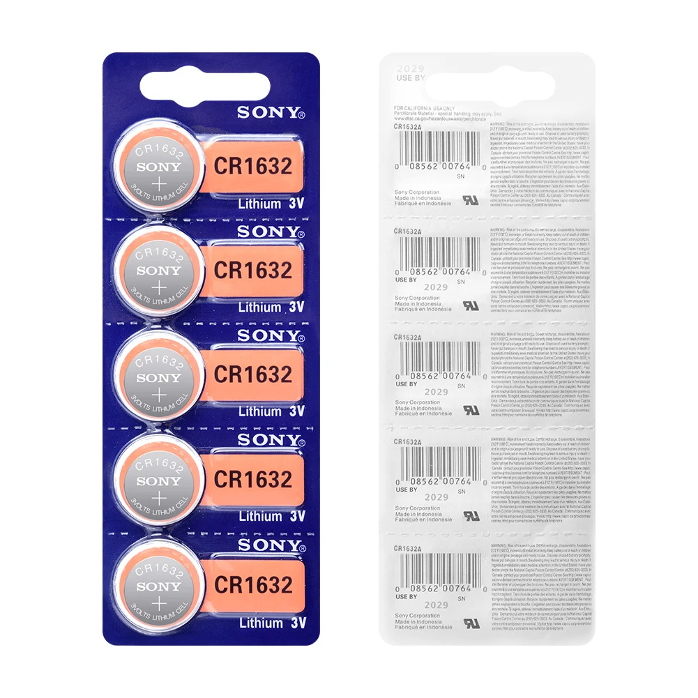 

5pcs/lot For Sony Original CR1632 Button Cell Battery For Watch Car Remote Key cr 1632 ECR1632 GPCR1632 3v Lithium Battery