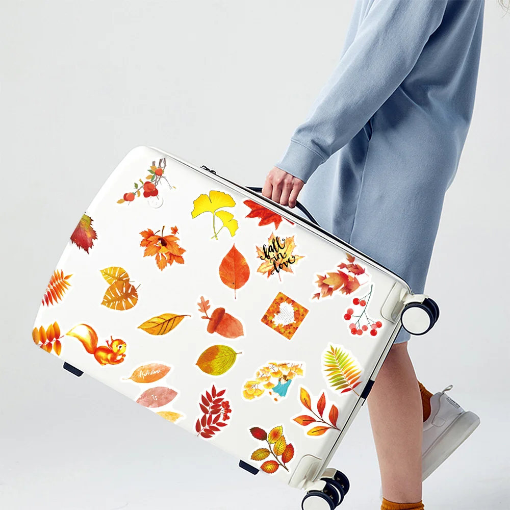 10/30/50PCS Autumn Leaves Maple Leaf Fall Graffiti Sticker Laptop Water Cup Waterproof Luggage Sticker Wholesale