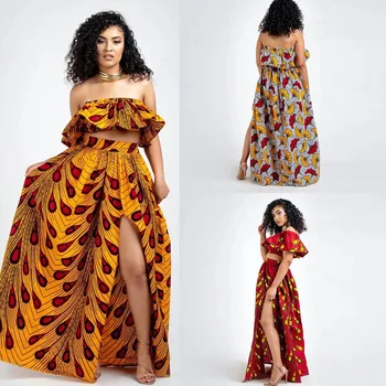 

2020 Women African Dashiki Elastic Autumn Winter Summer Maxi Beach Skirt Floral Print High Waist Pleated Floor Length Long Skirt
