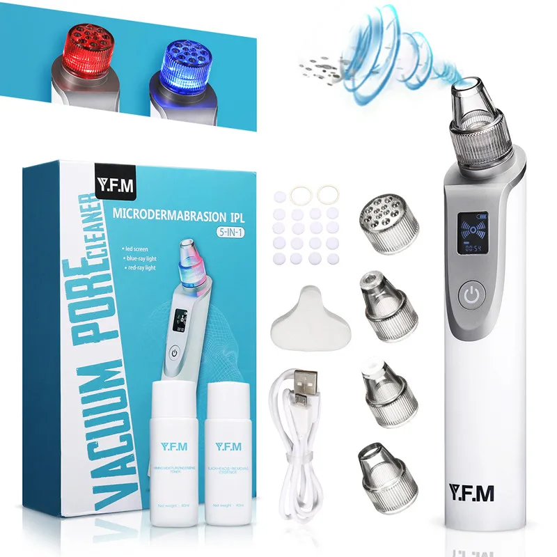 

Pore Cleaner Blackheads Dissolving Vacuum Electric Red Blue Light Nose Face Cleansing Machine Acne Blemish Removal Skin Care