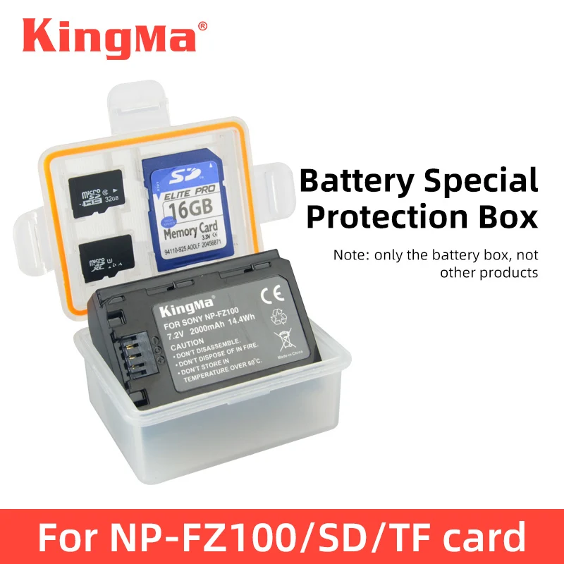 KingMa NP-FZ100 Battery Plastic Holder Case Storage Box For Sony NPFZ100 ILCE-9 A7R4 A7M4 A7RM4 A7M3 A9 |