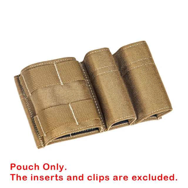 Tactical MOLLE 5.56 1+2 Side 9mm Magazine Pouch Kydex Wedge Insert KYWI Malice Strap Clip For TMC Belt Hunting Airsoft Paintball Pouch DE