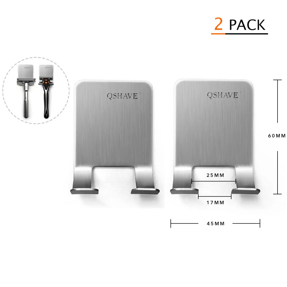 Вешалка для бритвы из нержавеющей стали 2 шт. держатель мужской полка бритья 304