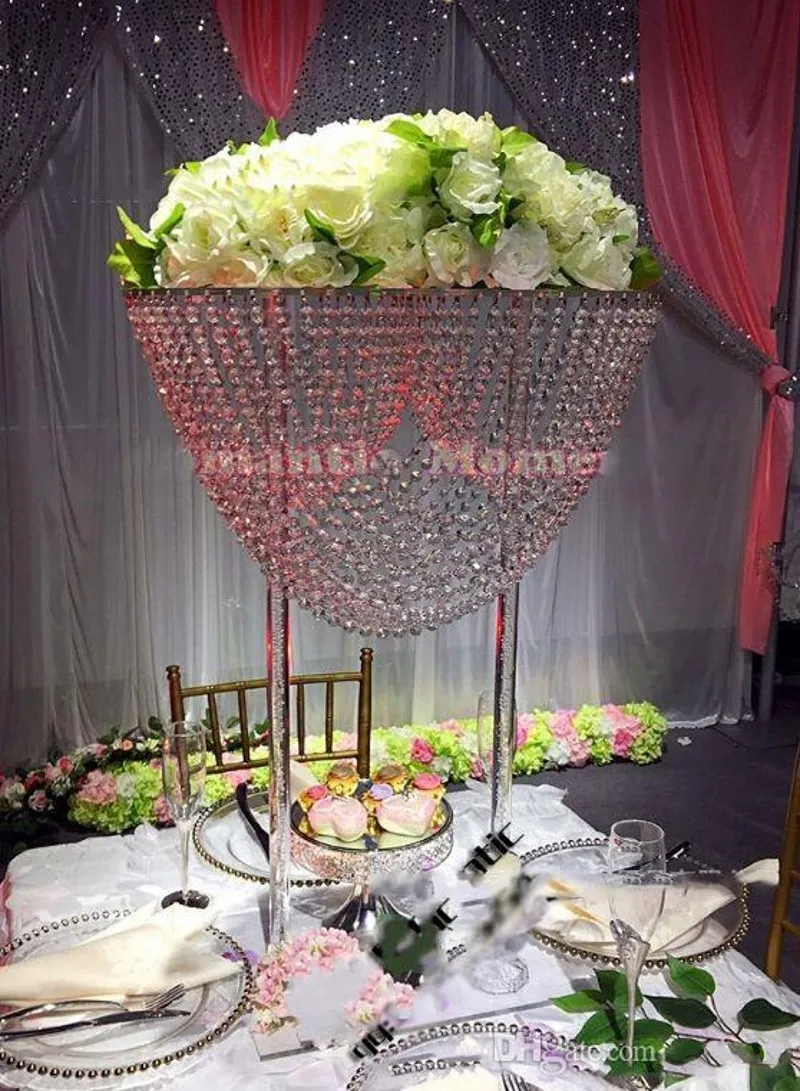 럭셔리 타원형 모양의 크리스탈 아크릴 페르시 웨딩 centerpieces 꽃 스탠드 테이블 장식 웨딩 이벤트 파티 장식