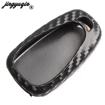 

jingyuqin Carbon Silicone Car Remote Key Bag Holder Case For Chevrolet Malibu Equinox Cruze Camaro Accessories